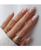 Brishow Coffin Artificial Nails - 24 Pieces French Short Love Heart Press-On Acrylic Nails for Women & Girls - Buy Online on GoSupps.com