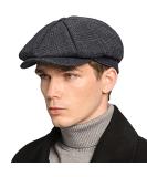 Men's High Woolen Tweed Newsboy Cap - Dark Grey Plaid - Size 7 1/2-7 3/4 - Buy Online on GoSupps.com
