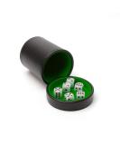 Luck Lab Black Leather Dice Cup with Lid Including 6 Matching Pearl Dice - Green Velvet Interior for Quiet Shaking - Use for Liars Dice Farkle Yahtzee Board Games, Black - Buy Online on GoSupps.com