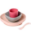 Baba Silicone Feeding Set - Plate, Bowl, Cup, Spoon - Strong Suction Pad - Pink - Baby & Children - 4 Piece Meal Set - Buy Online on GoSupps.com