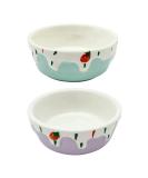 Balacoo 2pcs Pet Hamster Feeding Bowls Round Ceramic Small Animal Food Dishes for Rabbit Food and Water Bowl for Mouse Guinea Pig Hedgehog Purple Blue - Buy Online on GoSupps.com