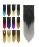Imissu 7-Piece Ombre Gray Clip-In Hair Extensions Set for Women - 120g Full Head Hair Part - Buy Online on GoSupps.com