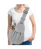 Slowton Dog Carrier Bag - Adjustable Padded Shoulder Strap for Outdoor Walks | Gray Sweater Fabric (M 2.2-5kg) - Buy Online on GoSupps.com