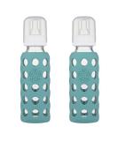 Lifefactory Glass Baby Bottle 9 oz 2 Pack with Silicone Sleeve - Kale | Eco-Friendly, BPA-Free - Buy Online on GoSupps.com
