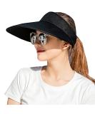 Sun Visor Hats Women Large Brim Summer UV Protection Beach Cap Black - Buy Online on GoSupps.com