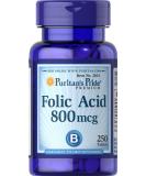 Puritan's Pride Folic Acid 800 mcg - Essential Vitamin for Health Support - Buy Online on GoSupps.com