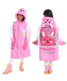 QTECLOR Kids Raincoat Jacket Age 6-13 | Cartoon Rain Poncho with School Bag Cover - Buy Online on GoSupps.com