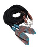 Showman 8ft Round Braided Nylon Split Reins with Teal Painted Feather Poppers - Buy Online on GoSupps.com