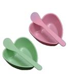 2 Sets Plastic Heart Shaped Facial Mask Mixing Bowl & Spatula - DIY Skin Care Kit for Women - Beauty Salon Essential - Pink & Green - Buy Online on GoSupps.com