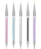 ANGENIL 5 Pcs Double Ended Nail Art Liner Brushes Set - Manicure Care Tool for Acrylic UV Gel, 3D Glitter, Dotting, and Painting - DIY Nail Designs - Buy Online on GoSupps.com