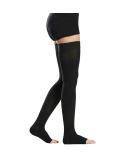 TOFLY Thigh High Compression Stockings - Open Toe 20-30mmHg Graduated Compression Hose for Varicose Veins, Edema, DVT - Medical Compression Stockings for Women & Men - Black, Size M - Buy Online on GoSupps.com
