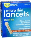 Sunmark Micro Thin Lancets 33 Gauge - 100 ct | Ultra-fine Needles for Smooth Testing - Buy Online on GoSupps.com