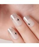 Danni & Toni Starry Serenade Half-Hardened Gel Nail Films - Silver & White French Glitter Stars | Self-Adhesive Nail Wraps | 28 Sticker Set - Buy Online on GoSupps.com