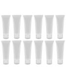 12 Refillable Transparent Plastic Cosmetic Tubes - Soft Squeeze Travel Containers with Hinged Lid for Shampoo Shower Gel & Body Lotion - Buy Online on GoSupps.com
