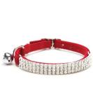 CHUKCHI Soft Adjustable Velvet Collar for Small Dogs & Cats - Red with Rhinestones & Bells - Buy Online on GoSupps.com