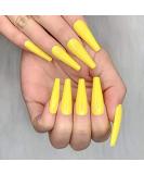 Brishow Coffin False Nails - Long Yellow Stick on Nails for Women and Girls - Buy Online on GoSupps.com