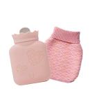 Silicone Hot Water Bottle with Knit Cover | Microwave Heating | Hot & Cold Therapy for Back Pain | Valentine's Day Gift (Pink, Short) - Buy Online on GoSupps.com