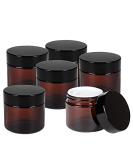 50ml Amber Glass Cosmetic Containers - 6 pcs with Inserts & Black Lids | Perfect for Creams Balms Oils & Lotions - International Shipping Available - Buy Online on GoSupps.com