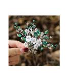 IYOU Princess Green Flower Pearl Hair Comb | Bridal Wedding Headpiece for Girls & Women Elegant Accessories - Buy Online on GoSupps.com