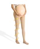 Beister Maternity Medical Compression Tights 20-30mmHg Graduated Support Legging for Pregnancy - Button Elastic, Abdominal Protection, High Waist, Varicosity - Beige - Buy Online on GoSupps.com