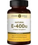 Vitamin World Natural Vitamin E 400IU Softgels - Immune & Antioxidant Support | Gluten Free, 250 count - Buy Online on GoSupps.com