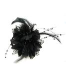 Flower Feather Bead Corsage Hair Clips Fascinator Hairband and Pin (Black) - Buy Online on GoSupps.com