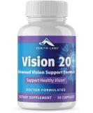 Vision 20 by Zenith Labs - Clinically Proven Lutein & Zeaxanthin - Zinc Citrate for Maximum Absorption - Support Eyesight at Near Distance, Far Distance, and Low Light - Buy Online on GoSupps.com