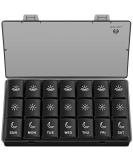 BUG HULL Weekly Pill Organizer 3 Times a Day - Portable 7 Day Pill Box for Vitamins & Supplements - Moisture-Proof Travel Pill Container - Black - Buy Online on GoSupps.com