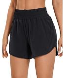 CRZ YOGA Women's 5'' Elastic Mid Waisted Running Shorts with Zip Pocket - Medium Black - Buy Online on GoSupps.com