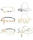LoyalLook 6PCS Gold Boho Head Chain Jewelry Set - Bridal Wedding & Halloween Headpiece for Women - Buy Online on GoSupps.com