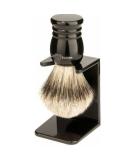 Edwin Jagger Super Badger Shaving Brush with Drip Stand - Imitation Ebony Small | Premium Quality Shaving Accessories for an Exceptional Shave - Buy Online on GoSupps.com