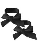 2Pcs Satin Eye Mask Set | Adjustable 62inch Soft Blindfold for Travel, Nap, Meditation - Black - Buy Online on GoSupps.com