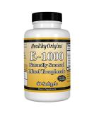 Healthy Origins Vitamin E 1000 IU - Natural Mixed Toco Gels, 60 Softgels for Optimal Health - Buy Online on GoSupps.com