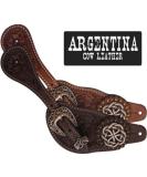 Showman Ladies Argentina Cow Leather Celtic Knot Spur Straps - Dark Brown - Buy Online on GoSupps.com