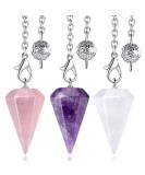 DUQGUHO 3 Pcs Crystal Pendulums Set for Divination Dowsing Natural Amethyst Rose Quartz Clear Quartz Healing Crystal Quartz Reiki Gemstone Pendants Witchcraft Wiccan Accessories 01 Amethyst,rose Quartz,clear Quartz - Buy Online on GoSupps.com