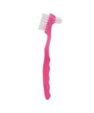 Denture Toothbrush - Double Sided Soft Bristles for Gentle Plaque and Dirt Removal - Ergonomic and Portable Design - Pink - Buy Online on GoSupps.com