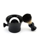 Ceramic Shaving Soap Bowl Kit for Men with Pure Badger Shaving Brush and Cream Soap - Wide Mouth Black Mug with Knob Handle - Buy Online on GoSupps.com