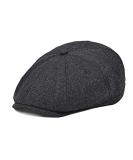 VOBOOM Men's Wool Blend Newsboy Cap - Grey Herringbone Cabbie Flat Cap - Buy Online on GoSupps.com