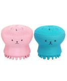 Huayingmi facial cleaning brush silicone small octopus facial cleaning brush silicone face sponge cleaning agents facial skin cleaning tool (pink + green) green pink - Buy Online on GoSupps.com