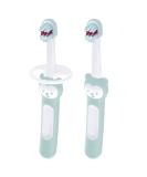MAM Baby's Brush Pack of 2 Baby Toothbrushes With Safety Shields Ideal for Teaching Dental Hygiene to Infants Toothbrush for Babies Suitable From Birth Blue (Designs May Vary) Blue/White - Buy Online on GoSupps.com