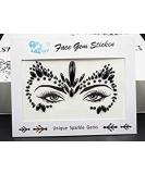 Black Face Gems for Halloween | Rave Body Jewels & Festival Makeup | Sparkling Rhinestone Stickers - Buy Online on GoSupps.com