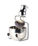 Juwaacoo Shaving Set | Stainless Steel Soap Dish Brush & Stand Holder | Pure Hair Nylon Brush Kit for Superior Shaving Experience - Buy Online on GoSupps.com