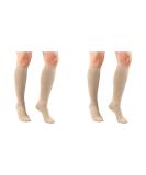 Truform Compression Socks 15-20 mmHg Women's Dress Socks - Tan Rib Knit, Knee High Over Calf Length, Medium (Pack of 2) - Buy Online on GoSupps.com