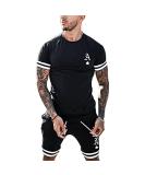 TZIISOA Mens Personality Sport Set Summer Outfit 2 Piece Set Short Sleeve T Shirts and Shorts Stylish Casual Sweatsuit Set X-Large Black - Buy Online on GoSupps.com