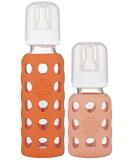 Lifefactory 4oz/9oz Glass Baby Bottle 2pk - Papaya/Cantaloupe - Buy Online on GoSupps.com