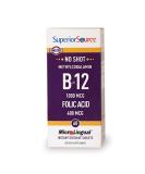 Superior Source No Shot Vitamin B12 Methylcobalamin (1000 mcg) with Folic Acid - 60 Quick Dissolve Sublingual Tablets | Energy Boost, Heart Health, Metabolism Support | Non-GMO - Buy Online on GoSupps.com