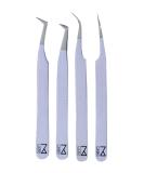M LASH Set of 4 Diamond Grip Eyelash Extension Tweezers V2 - Japanese Steel Supply - V2LW - Buy Online on GoSupps.com