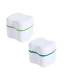 FOMIYES Denture Bath Case - 2 Pcs False Teeth Storage Cup with Strainer | Travel-Friendly Denture Holder & Cleaner Case - Buy Online on GoSupps.com