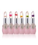 6PCs Color Change Lip Balm - Transparent Moisture Cream with Rosa Crystal Jelly Flowers | Magic Lipstick for Hydration & Temperature Change - Buy Online on GoSupps.com