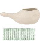 Ancient Impex Ceramic Neti Pot Without Handle Easy Grip for Sinus Treatment with 5 Sachets Neti Salt - Matte Ivory Color Holds 300 Ml (10.14 Fl Oz) Capacity - Buy Online on GoSupps.com